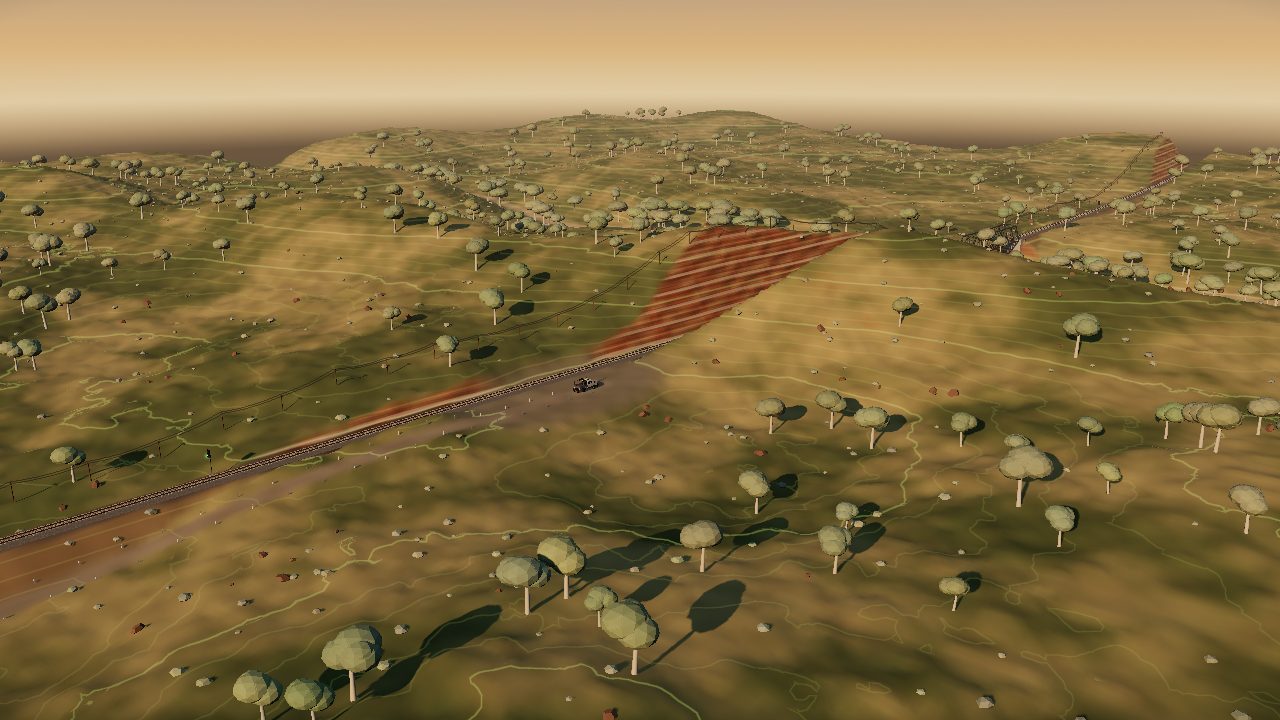 Rail line running through a remote cutting