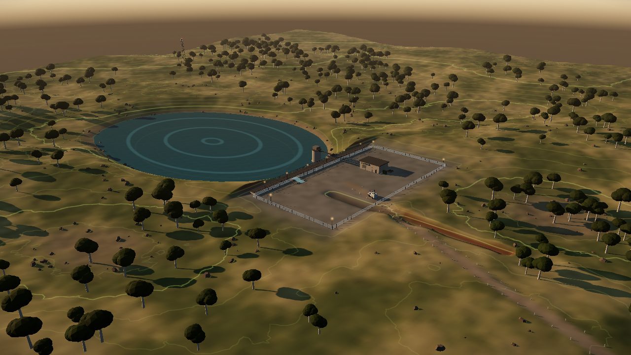 Remote reservoir pump station at dusk
